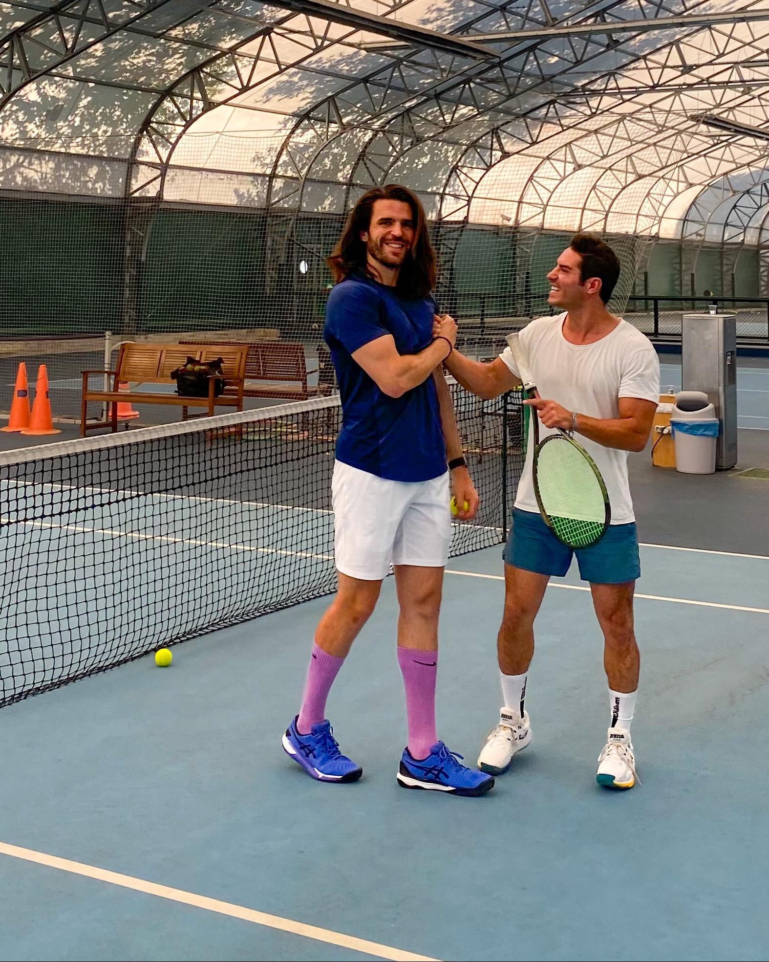 Adem Gün on an indoor court after a hitting session